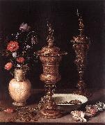 PEETERS, Clara Still-Life with Flowers and Goblets a Norge oil painting reproduction
